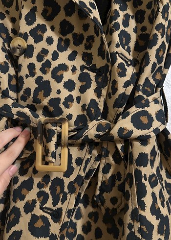 Leopar Desenli trençkot - Görsel 4