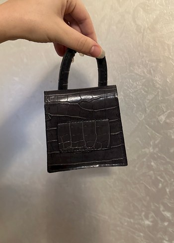 Küçük Siyah Yılan Derisi Desenli Deri Çanta - Görsel 4