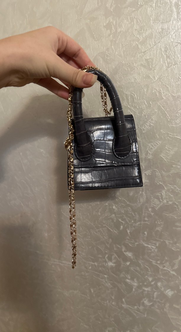 Küçük Siyah Yılan Derisi Desenli Deri Çanta - Görsel 5