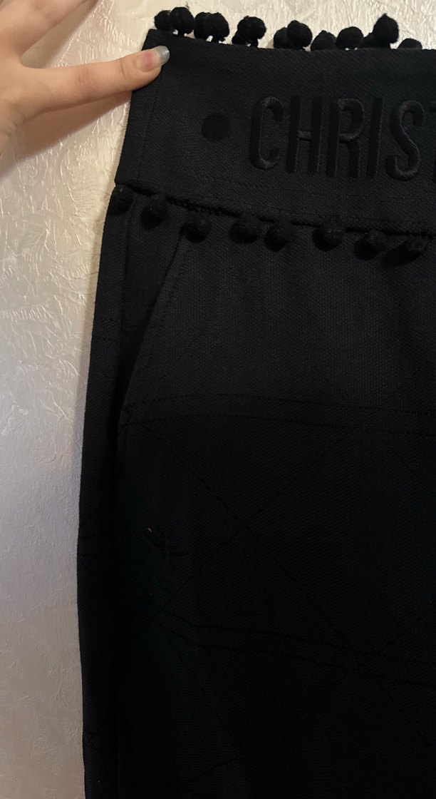 Christian Dior Kadın Siyah Nakışlı Kumaş Pantolon - Görsel 4