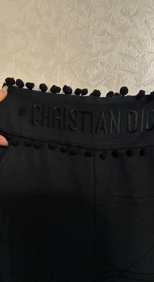 Christian Dior Kadın Siyah Nakışlı Kumaş Pantolon - Görsel 3