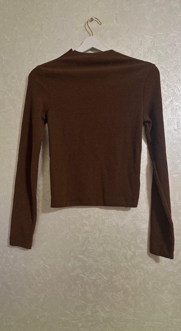 Kahverengi Pilili Balıkçı Yaka Kadın Kazak - Görsel 4