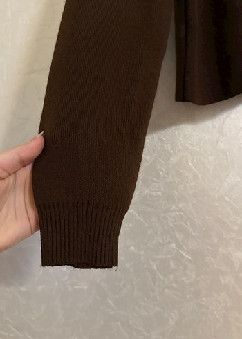 Düğmeli Kahverengi Kadın Hırka - Görsel 6