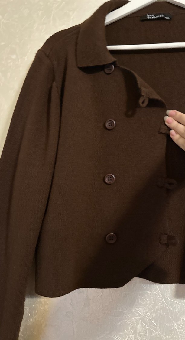 Düğmeli Kahverengi Kadın Hırka - Görsel 3