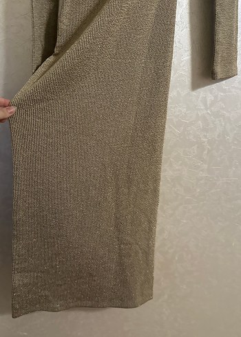 Uzun Kollu Drapeli Straplez Elbise - Görsel 3