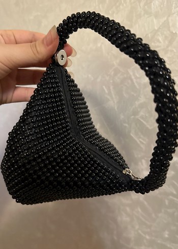 Siyah Boncuk İşlemeli Kadın Çanta - Görsel 3