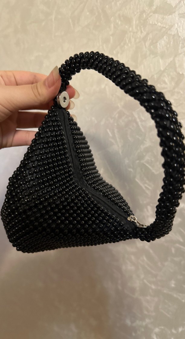 Siyah Boncuk İşlemeli Kadın Çanta - Görsel 3