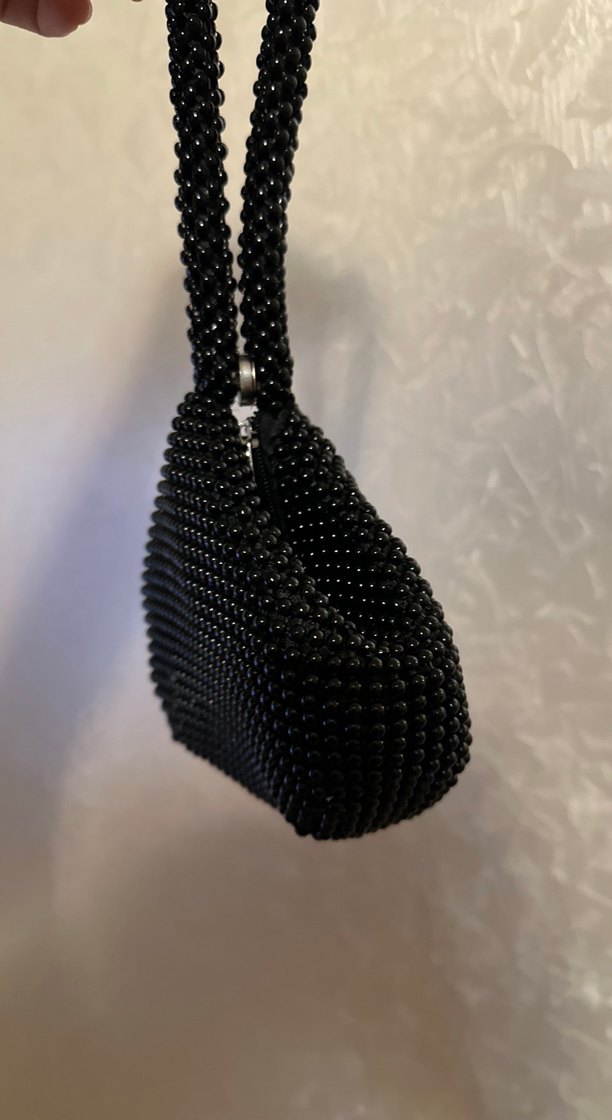 Siyah Boncuk İşlemeli Kadın Çanta - Görsel 2