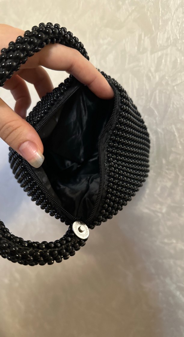 Siyah Boncuk İşlemeli Kadın Çanta - Görsel 4