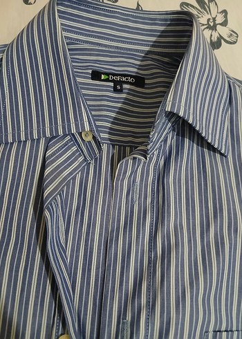 DeFacto Mavi Çizgili Kısa Kollu Erkek Gömlek - Görsel 2