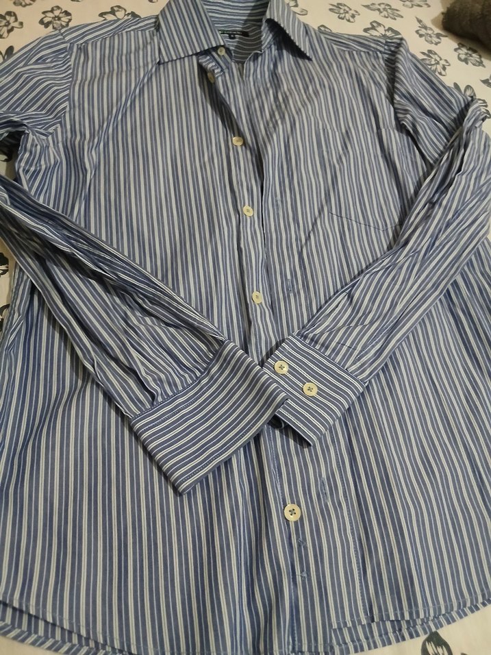 DeFacto Mavi Çizgili Kısa Kollu Erkek Gömlek - Görsel 3