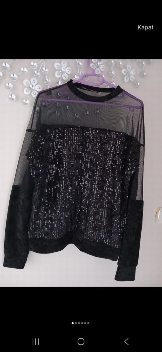 Siyah Pul İşlemeli Uzun Kollu Gotik Bluz - Görsel 5