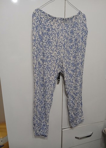 Kadın Mavi Desenli Rahat Kesim Pantolon - Görsel 2