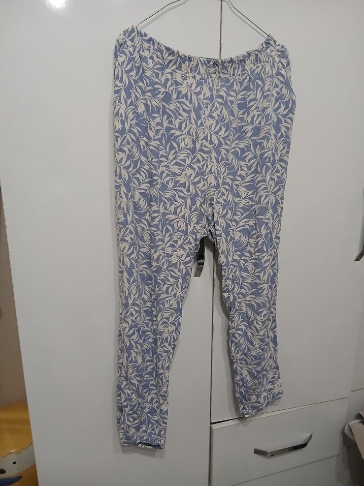 Kadın Mavi Desenli Rahat Kesim Pantolon - Görsel 2