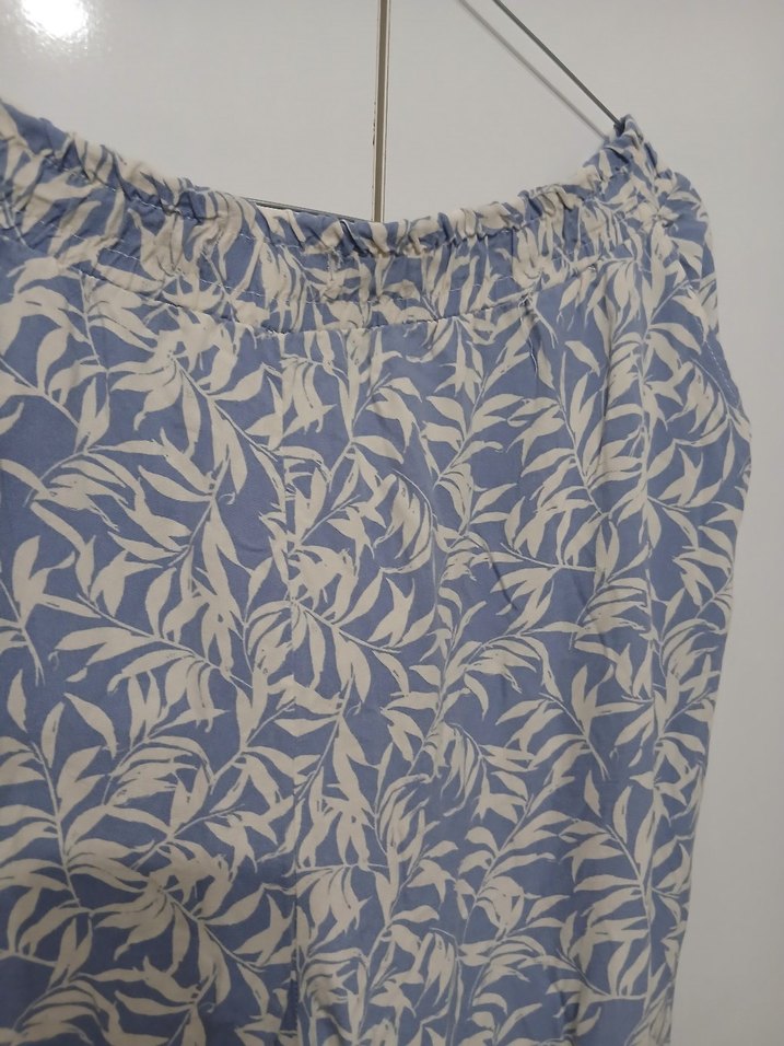 Kadın Mavi Desenli Rahat Kesim Pantolon - Görsel 5