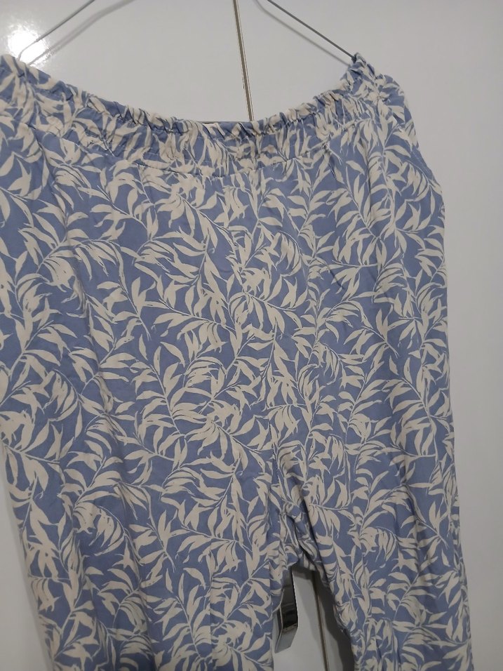 Kadın Mavi Desenli Rahat Kesim Pantolon - Görsel 3