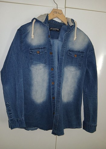 Düğmeli Mavi Kadın Denim Ceket - Görsel 5