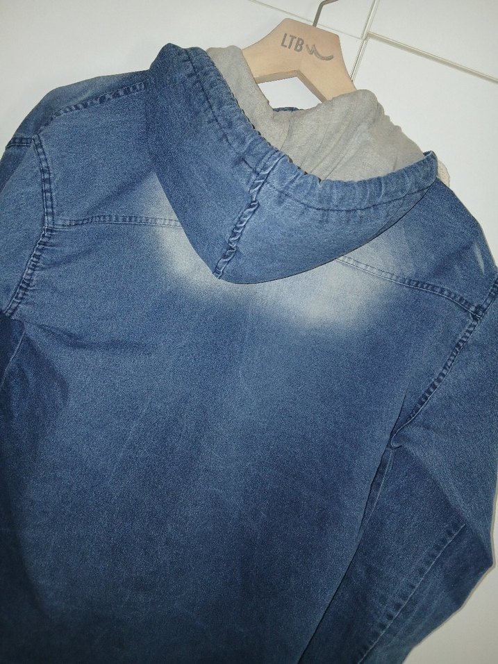 Düğmeli Mavi Kadın Denim Ceket - Görsel 4