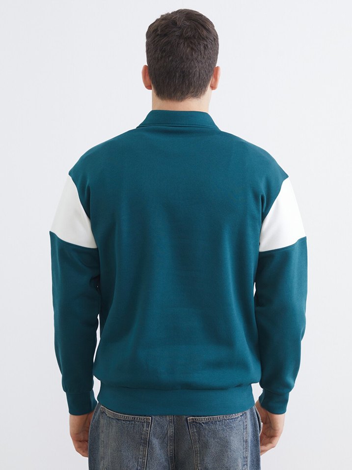 Renk Bloklu Spor Polo Sweatshirt — görsel 3/7