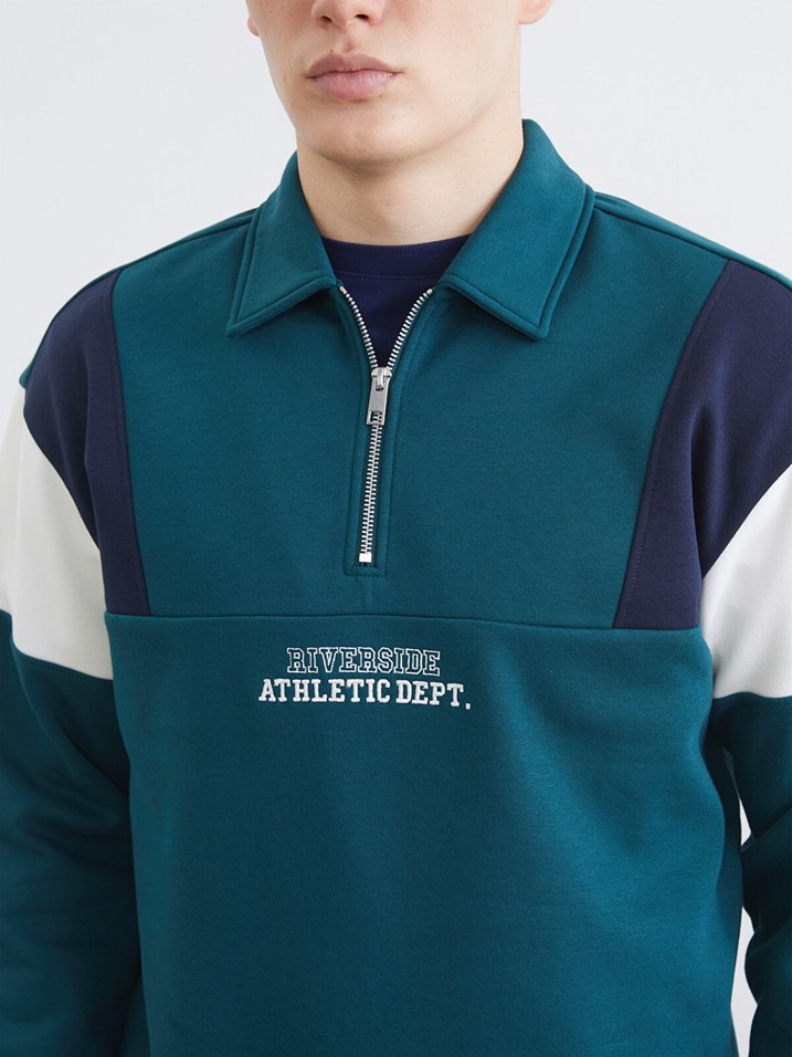 Renk Bloklu Spor Polo Sweatshirt — görsel 2/7