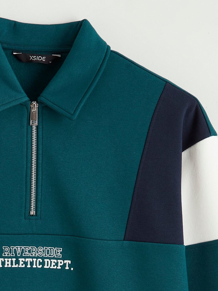 Renk Bloklu Spor Polo Sweatshirt — görsel 6/7