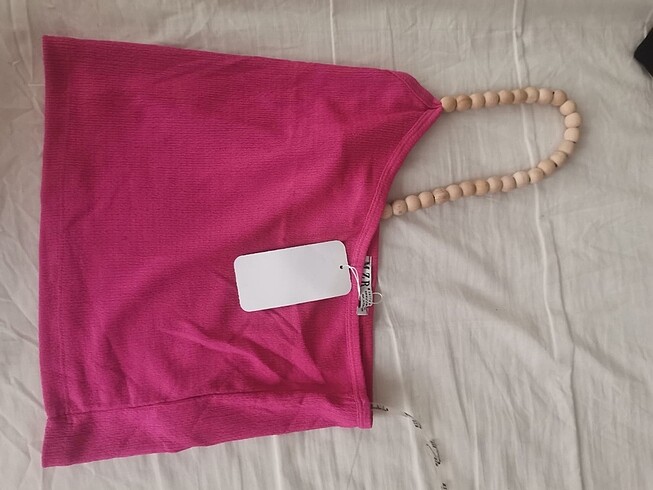 diğer Beden Tek omuzlu pembe crop