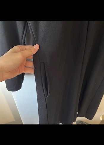 Kadın Siyah Uzun Bağcıklı Kapüşonlu Elbise - Görsel 5