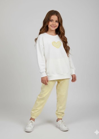 Kız Çocuk Beyaz Puff Sweatshirt - Görsel 3