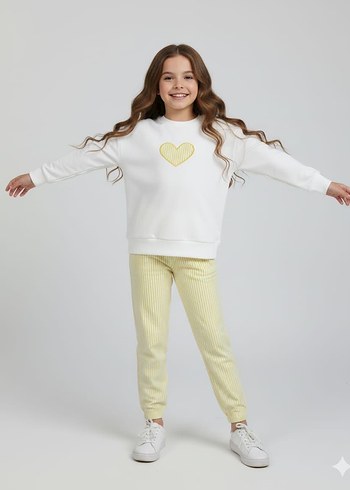 Kız Çocuk Beyaz Puff Sweatshirt - Görsel 4