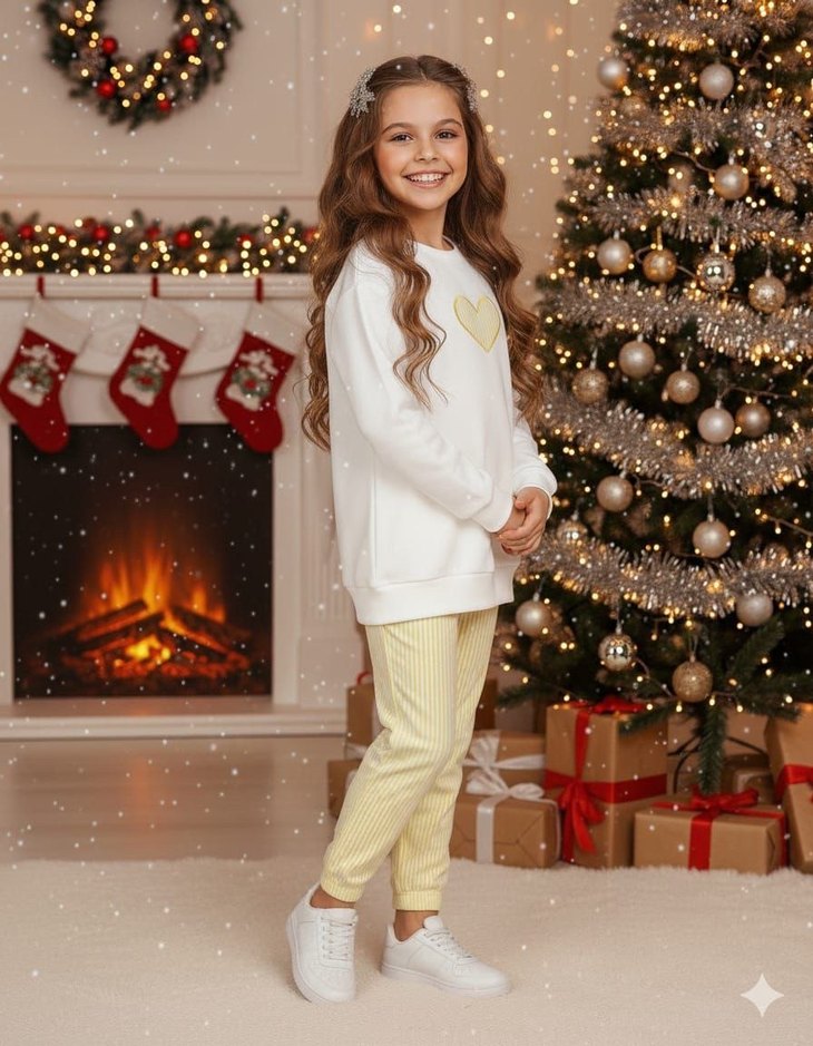 Kız Çocuk Beyaz Puff Sweatshirt - Görsel 2
