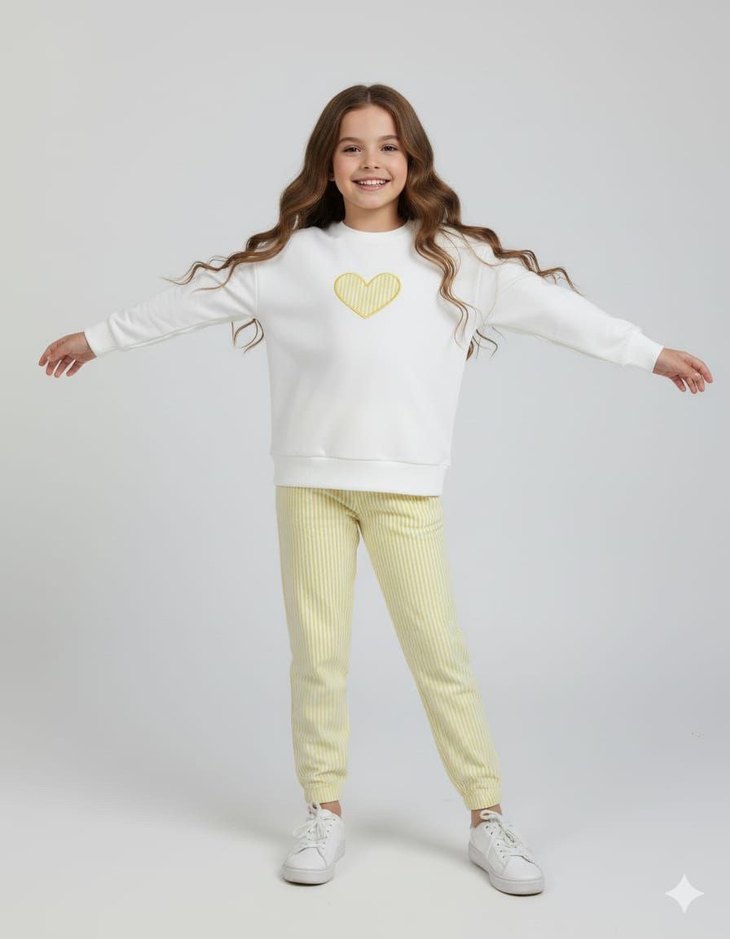 Kız Çocuk Beyaz Puff Sweatshirt - Görsel 4