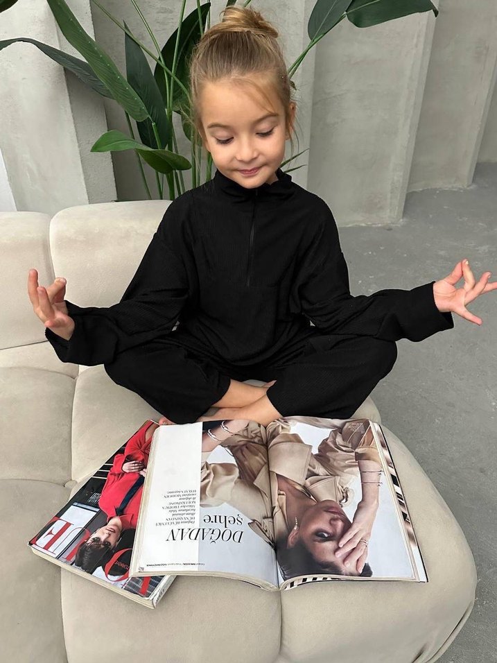 Siyah Salaş Kız Çocuk Eşofman Takımı - Görsel 3