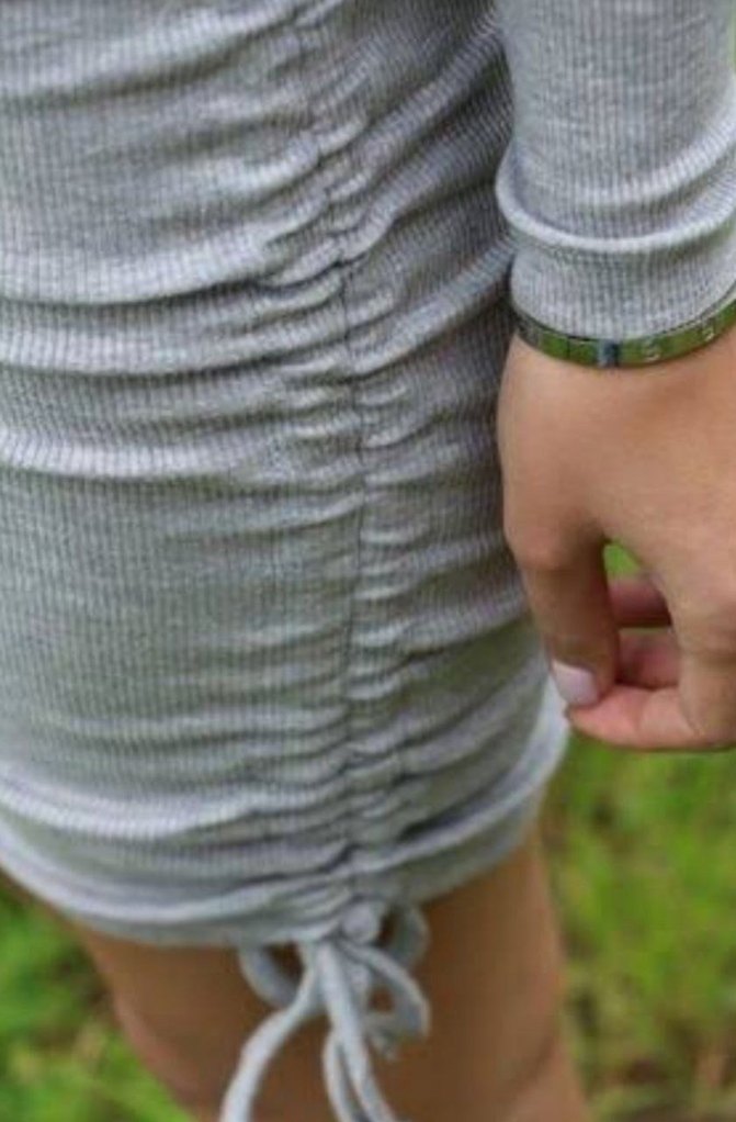 Gri Mini Uzun Kollu Triko Elbise - Görsel 4