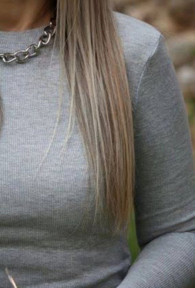 Gri Mini Uzun Kollu Triko Elbise - Görsel 3