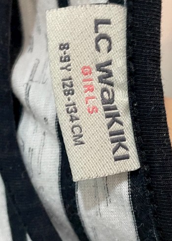 LC Waikiki Kız Çocuk Gri Çizgili Kısa Kollu Elbise