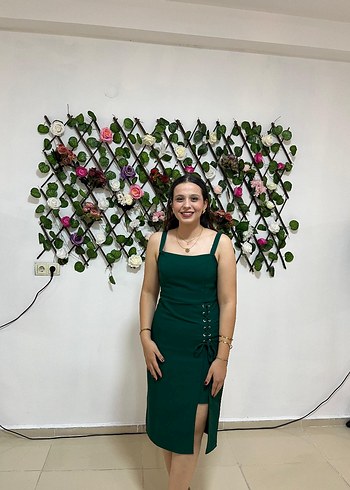 l Beden yeşil Renk Yeşil Uzun Elbise trendyol milla