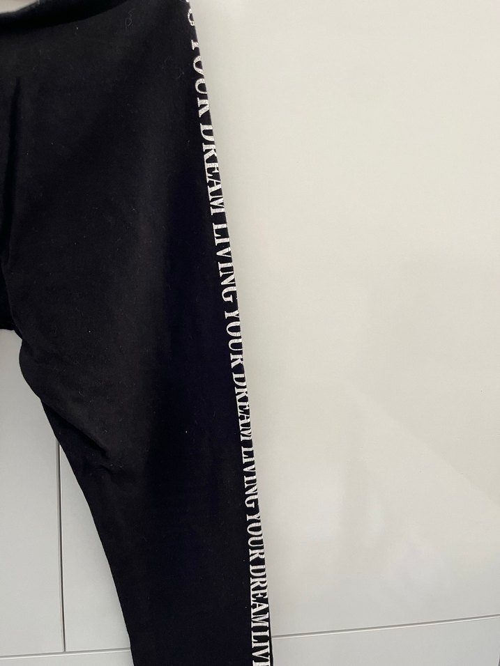 Siyah, elastik bel, diz altı tayt - Görsel 5