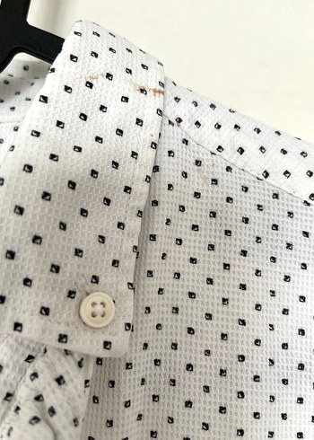 Uzun Kollu Beyaz Puantiyeli Erkek Gömlek - Görsel 4