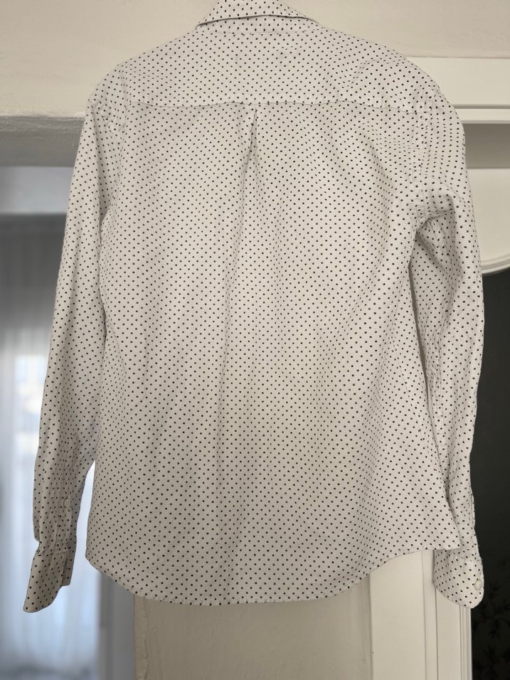 Uzun Kollu Beyaz Puantiyeli Erkek Gömlek - Görsel 2