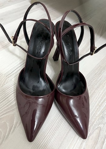 Bordo Rugan Stiletto Kemerli Kadın Ayakkabı - Görsel 2