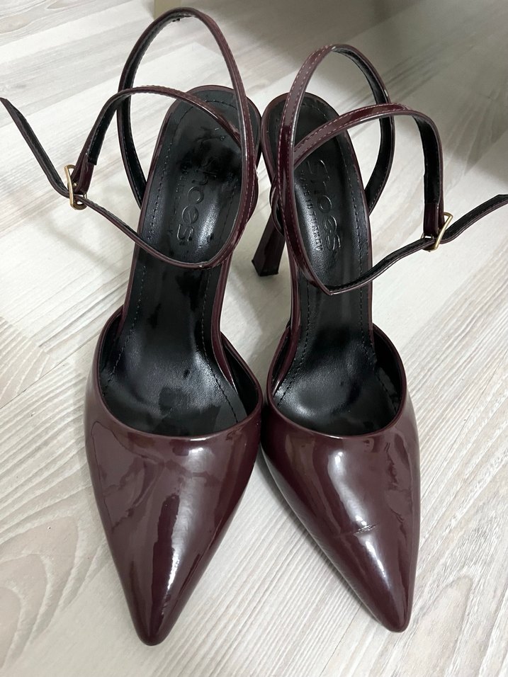 Bordo Rugan Stiletto Kemerli Kadın Ayakkabı - Görsel 2