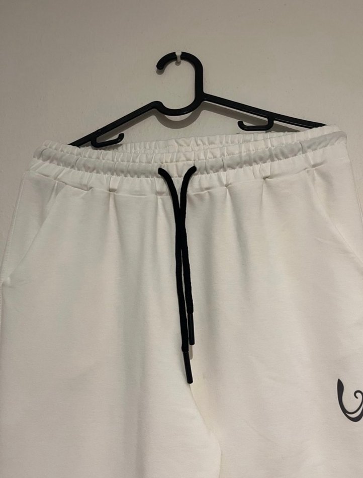 Beyaz Rahat Kesim Kadın Eşofman Altı - Görsel 4