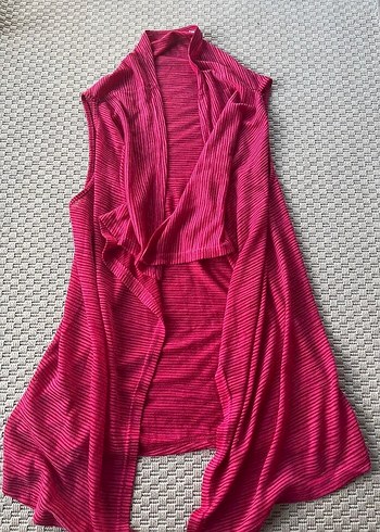 Pembe Parlak Keten Bohem Kadın Yelek Pareo - Görsel 2