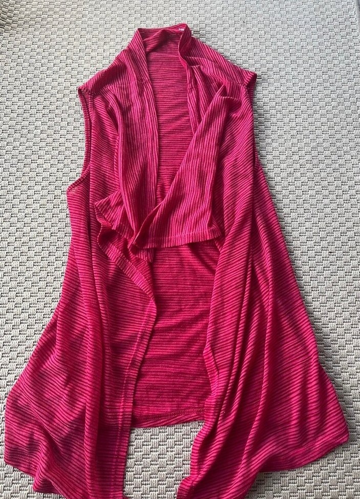 Pembe Parlak Keten Bohem Kadın Yelek Pareo - Görsel 2