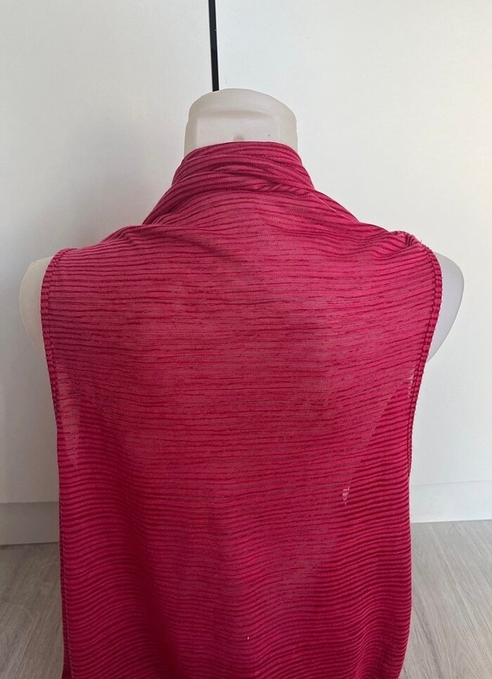 Pembe Parlak Keten Bohem Kadın Yelek Pareo - Görsel 4