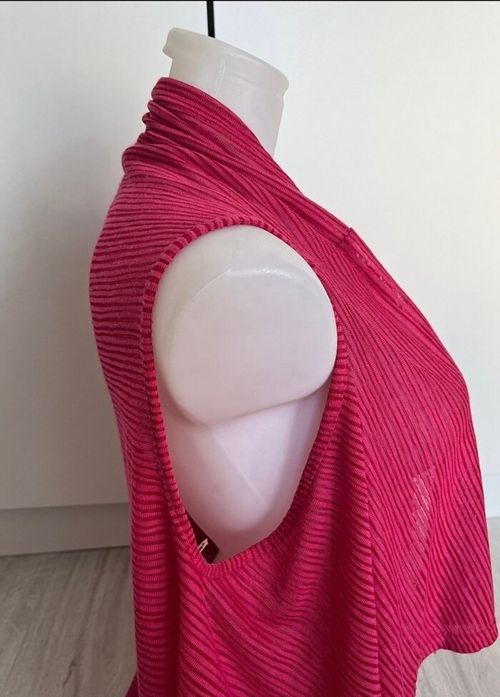 Pembe Parlak Keten Bohem Kadın Yelek Pareo - Görsel 3