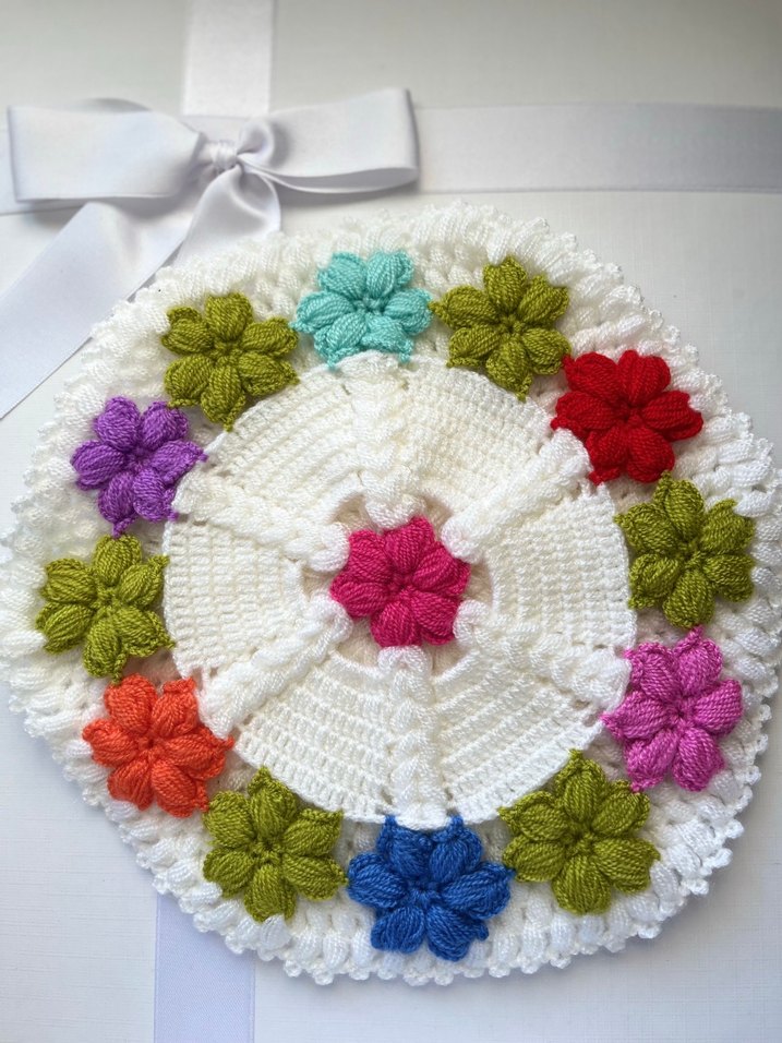 Çiçek Desenli Renkli El Örmesi Lif - Görsel 3