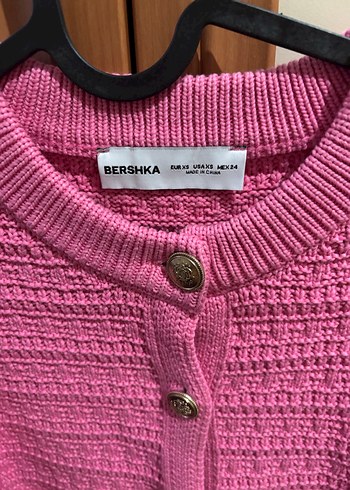 Bershka Pembe Örgü Kadın Hırka