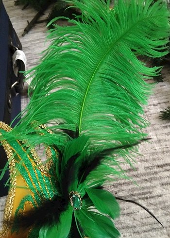 Yeşil Tüylü Karnaval Maskesi - Görsel 5