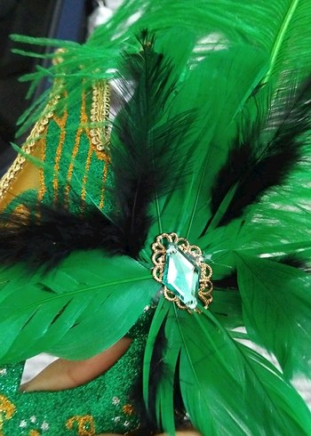 Yeşil Tüylü Karnaval Maskesi - Görsel 6